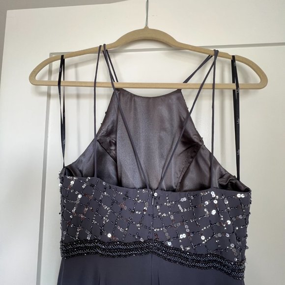 FOREVER IN LOVE Charcoal Grey Sequin Sleeveless Maxi Dress - Size US 6 - Picture 6 of 11